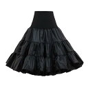 パニエ ペチコート スカート ボリュームスカート わふわ フリルいっぱい メイド ロリータ 花嫁 ウェディング ドレス用 丈長50~65cm調整可 2層構造 3段フリル 黒 白 フリーサイズ (JP, アルファベット, L, ブラック)