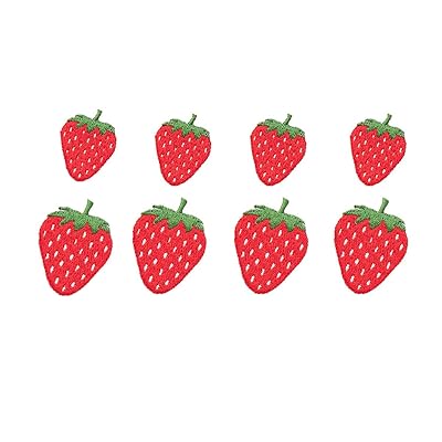 ワッペン アイロン アップリケ 女の子 子供 小さい 刺繍 入園 かわいい (イチゴ 8点セット)