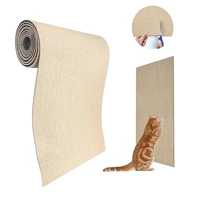 猫用 爪研ぎマット 猫 爪研ぎシート DIY 粘着式猫爪とぎポスト 耐摩耗 汚れ防止 スクラッチャーマット 猫用おもちゃ 家具や壁の保護 防止シート 保護シート ソファ 家具 壁 柱 ストレス解消 運動不足改善 ネコ用品 (カーキ, 30x100cm