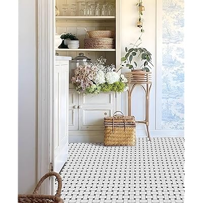 フロアタイル 貼るだけ フロアシート 置くだけ 床 リメイクシート DIY トイレ 浴室 玄関 キッチン 床張り替えシート フローリングシート 防水 滑り防止 剥がせる 賃貸OK (30*30cm*54枚 / 約3畳分, クラシック編み格子)