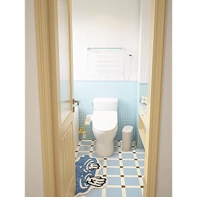 フロアタイル 貼るだけ フロアシート 置くだけ 床 リメイクシート DIY トイレ 浴室 玄関 キッチン 床張り替えシート フローリングシート 防水 滑り防止 剥がせる 賃貸OK (20*20cm*20枚, ミルクブルーチェック)