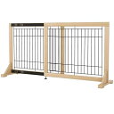 ペットゲート 木製 ベットフェンス 置くだけ 高さ60CM 伸縮 幅約60~115cm 犬ゲート 柵 室内 飛び出し防止柵 脱走防止 中小型犬用 スムーズ ガイドレール付き