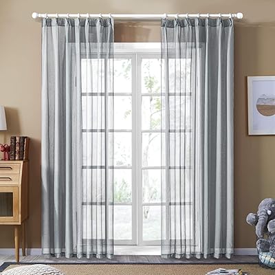 レースカーテン 無地 UVカット グレー 幅150x丈178cm 1枚入り