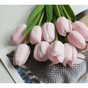 造花 枯れない花 チューリップ 造花 インテリア ギフト 大切な人へ感謝の気持ちを伝える 花束 インテリア造花 10本 ピンク 人工花、リアルタッチの人工チューリップの花偽のチューリップの花のギフト (うすいピンク)