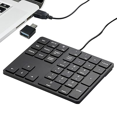 テンキー [有線/USB Type-C両対応] 薄型 34キー テンキーボード Tabキー付き テンキー usb ミニキーボード 外部 PC/Laptopなどに対応 多機能ナンバーパッド （ブラック）
