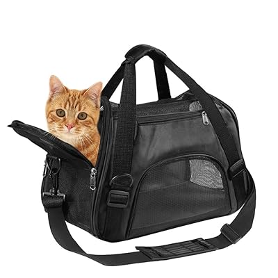 キャリー バッグ ペットキャリー ショルダー 手提げ 猫・小型犬用 5kg耐荷重 3way キャリー バッグ お洒落 通気性 折りたたみ おでかけ 旅行 通院 防災 Sサイズ 黒