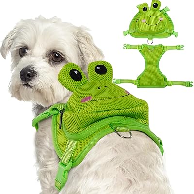 犬 ハーネス 軽量 犬 リュック かわいいペットバックパック 調節可能 通気性 犬 散歩 アウトドア用 旅行用 中型犬 グリーン M