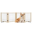 ペットゲート ペットフェンス 高さ43cm 幅234cm 木製犬用ゲート 置くだけ 折りたたみ ついたて ペット 倒れない 飛び出し 脱走防止 中小型犬用 4枚...