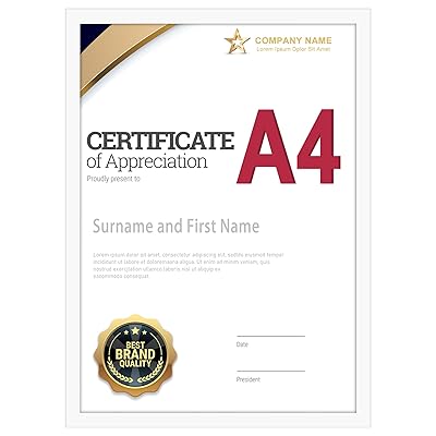 フォトフレーム A4 賞状額 表彰状 写真 額縁 壁掛け 卓上用 白 1枚