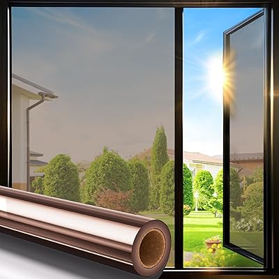 遮光フィルム 遮光シート 断熱シート 窓 マジックミラー 窓ガラス目隠しフィルム ガラス飛散防止 外から見えない 水で貼る 剥がせる 遮光断熱 uvカット 紫外線カット 日差し対策 玄関 キッチン ベッドルーム（ブラウン，60x200cm）