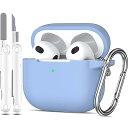 AirPods 第 3 世代ケースカバー 2021、軍用グレードの落下防止ソフトシリコン衝撃吸収保護保護 AirPods 3 ケーススキン、キーチェーンとクリーニングキット付き、フロント LED 可視、ブルーグレー(2)