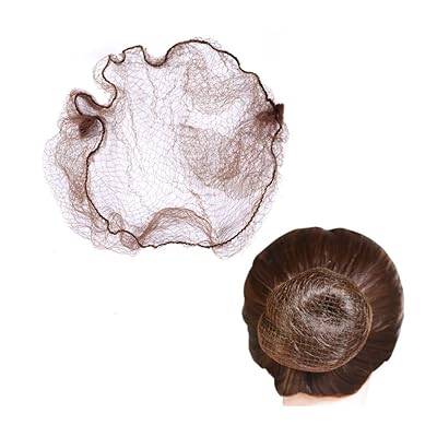 髪束ねネット 50枚セット ヘアピン お団子ネット 弾性布帛 5mm網目 バレエ (ブラウン)