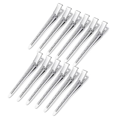 業務用 ヘアクリップ 12本セット プロ用 髪留め 美容師カールクリップ 前髪クリップ 床屋 美容業界 無地 シルバー ヘアアクセサリー