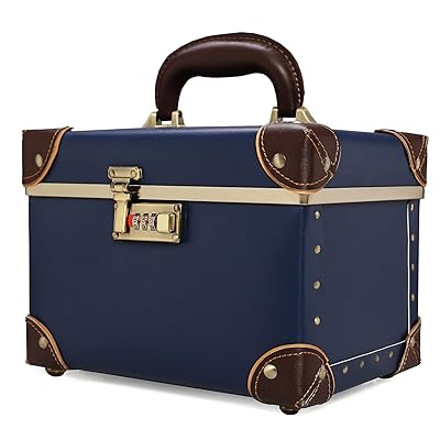 ポータブルメイクアップトレインケース コスメティックオーガナイザーケース レザー収納ボックス コンビネーションロック付き