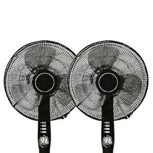 扇風機カバー 扇風機安全カバー 直径40~45cm 2枚セット 裏までかかる 紐で固定するタイプ 子供 指はさみ防止 セーフティーネット 家庭用 (ブラック)