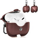 AirPods Pro 2 用 ケース(2023/2022)エアーポッズプロ2 ケース本革 PU革 AirPods Pro 2 レザーケース カバー 落下防止 耐衝撃 LEDライト可視 持ち運びに便利(ダークブラウン)(2)