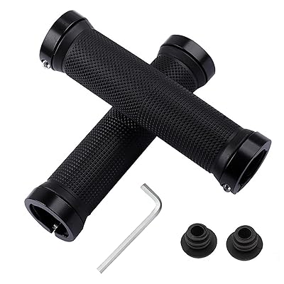 自転車 グリップ 滑り止めゴム製 ハンドルグリップ 内径22mm 左右セット 六角レンチ付き 疲労軽減 滑り止め 握りやすい MTB BMX マウンテンバイク 折りたたみ式自転車 クロスバイク 汎用 (ブラック)