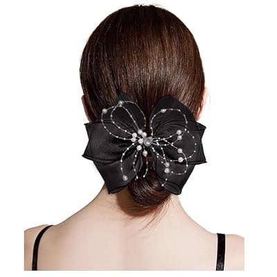 ヘアクリップ バレッタ メッシュ キラキラ 大き目蝶結び 優しい エレガント 森ガール クリップ 髪飾り 髪留め 上品 クリスタル ヘアアクセサリー おしゃれ 日常 結婚式 通勤 通学 パーティー お祝い 卒業式