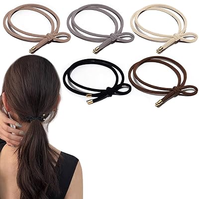 ヘアゴム 髪ゴム おしゃれ 跡がつかないヘアゴム 5本セット ヘアアクセサリー 髪留め ゴム 韓国風 簡約 無地 切れないゴム よく伸びる お団子 ポニーテールリング 高弾性 大人 メンズ レディース 5色 ブラック ベージュ ダークグレー ライトグ