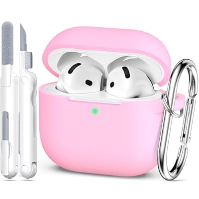 AirPods 第4世代用ケースカバー、ミリタリーグレードのソフトシリコン製衝撃吸収AirPodsケース、キーチ..