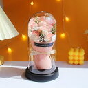 フレグランスソープフラワー フェアリー 6輪ローズ カーネーション ギフトボックス バラ ガラスドーム LEDライト 枯れない花 造花 シャボンフラワー お祝い...