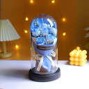 フレグランスソープフラワー フェアリー 6輪ローズ カーネーション ギフトボックス バラ ガラスドーム LEDライト 枯れない花 造花 シャボンフラワー お祝い...