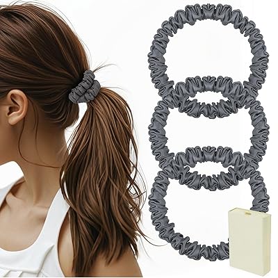 楽天NEXTMARTシルク ヘアゴム シュシュ 3個セット【天然シルク100％ 6A級】 跡がつかない 髪に優しくダメージ軽減 摩擦軽減 静電気防止 高弾性 ヘアアクセサリー シルクゴム おしゃれ 大人用 美容のプロ推薦 プレゼントにも最適 （石灰色）