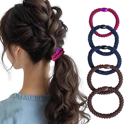 【5個セット】ゴム ヘアゴム 高弾力 高級 髪ゴム ヘアアクセサリー ロープ風 スポーツ ジム 編み込ま 髪を傷めない 耐久 跡がつかない ハイポニーテール おしゃれ レディース 太め 大人 かわいい 絡まない ファクション簡約 エレガント 上品 小