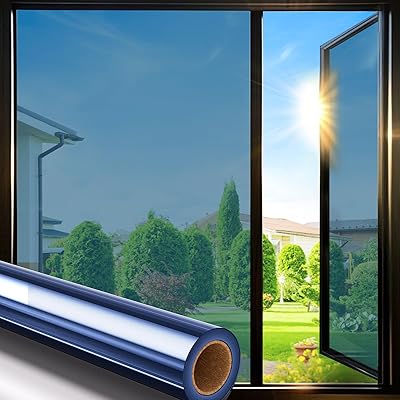 遮光フィルム 遮光シート 断熱シート 窓 マジックミラー 窓ガラス目隠しフィルム ガラス飛散防止 外から見えない 水で貼る 剥がせる 遮光断熱 uvカット 紫外線カット 日差し対策 玄関 キッチン ベッドルーム（ブルー，75x200cm）