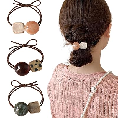 ヘアゴム 3本セット, 大人かわいい 金属ビジュー付き お団子 ハーフアップ用 ヘアアクセサリー 韓国風 おしゃれ シンプル 上品 黒 髪飾り セット