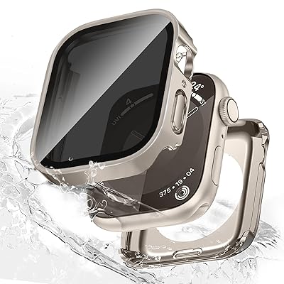 【2in1 防水の覗き見防止設計】 対応 アップルウォッチ カバー Series 6 5 4 SE SE第二世代 44mm 対応 Apple Watch カバー 一体型 新デザイン 超薄型 PC+ガラス素材 全面保護 装着簡単 高透過率 高耐久 耐衝