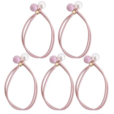 パール付き ヘアゴム 5本セット レディース シンプル 上品 ダブルゴム 髪飾り 弾力あり かわいい ヘアアクセサリー ギフト用