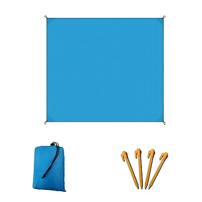 レジャーシート コンパクト テントシート 180*200cm ビーチマット グランドシート 大判 軽量 折りたたみ 大きい 防水 アウトドア お釣り ピクニック ペグ付き 収納バッグ （ブルー）