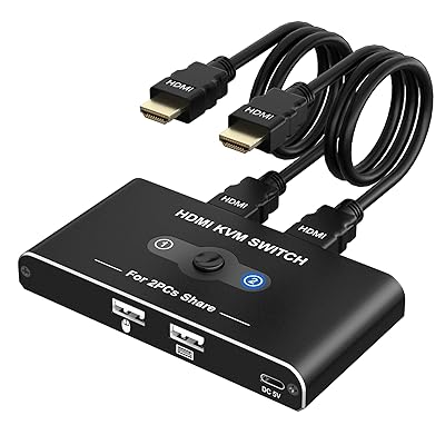 USB 切替器 KVMスイッチ HDMI 2入力1出力 パソコン2台モニター1台切り替え パソコン2台 キーボード/マ..