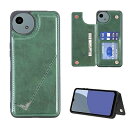 手帳型 Aquos Wish 4用 背面 手帳 カードケース ランヤード付 背面カバーSH-52E docomo(ダルグリーン) スマホケース サイドマグネット カード収納 横置き機能 PUレザー 財布型 携帯カバー aquos Wish4(6.60