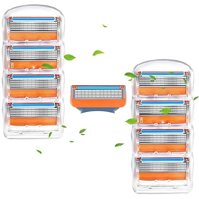 ジレット対応 オレンジ色8個入 Fusion 5+1交換刃手動ジレット対応交換刃対応男性かみそり交換刃と互換性 替え刃 フュージョン