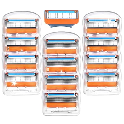 ジレット 替刃 桔色12個入 ジレット フュージョン 替刃 マニュアルカミソリ 替え刃髭剃 ジレットフュージョンと互換性りひげをり り 換品 髭剃り カミソリ ...