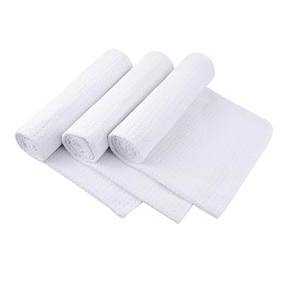 吸水 マイクロファイバー 食器 拭き ワッフルタオル ふきん ディッシュクロス(ホワイト 3枚)