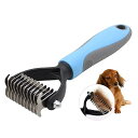 ペットグルーミングツール-犬と猫用の2面アンダーコートレーキ-マットともつれの除去のための安全で効果的なデマットコーム-大型犬から小型犬用の脱落ブラシ(小さな)