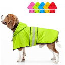 犬用レインコート- 防水調節可能な反射型犬用レインコートジャケット, 小型犬中型犬大型犬 軽量 通気性 ポンチョスリッカー 帽子付 散歩用 防水 着脱簡単 梅雨対策 犬 レインコート (M, 绿色)
