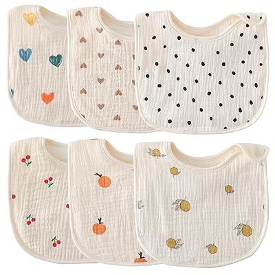 ベビー スタイ よだれかけ 男の子 女の子 6枚セット 綿 ガーゼ地 赤ちゃん お食事スタイ 新生児 1歳 2歳 3歳 お食事用 コットン 吸水性 通気性 離乳食 幼児 お食事エプロン 保育園 入園準備