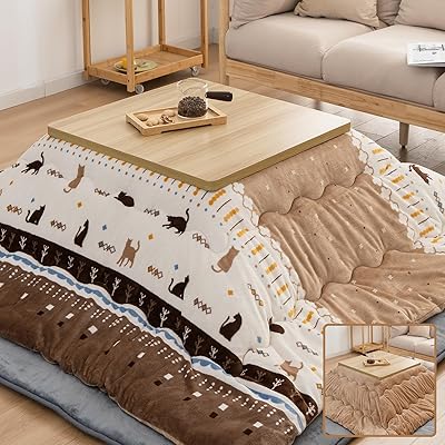 こたつ布団 正方形 こたつ掛布団 210×290cm リバーシブル あったか コタツ布団 フランネル生地 蓄熱わた使用 厚手 マイクロファイバー 冬用 保温性 ふわふわ 両面使える 抗菌 防臭 静電気防止 北欧 ねこ・ベージュ