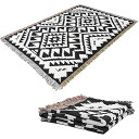 ブランケット キャンプ レジャー シート ポリコットン素材 ラグアウトドア毛布 厚手 160 x 130 cm ひざ掛け 毛布 多機能 ピクニックマット 防寒グッズ キャンプ インテリア アウトドア用 ブランケット おしゃれ (BlackWhite)