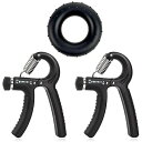 ハンドグリップ 握力トレーニング (3個セット) 握力を鍛える道具 ハンドグリップ 可変式 5kg~60kg 負荷調節可能 ストレス解消 マッスル強化 指の筋力トレーニング 男女兼用 (ブラック)(4)