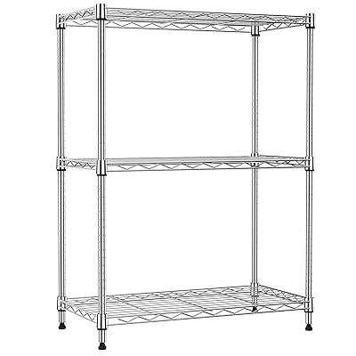 スチールラック 3段 高さ伸縮メッシュ 収納棚 防錆加工 パイプ棚 スリム ポール径19.1mm パーツ対応 全体耐荷重292.5kg 幅65×奥行30×高さ80cm 頑丈 ワイヤーシェルフ メタルラック クロムメッキ オシャレでかわいい 業務用/玄