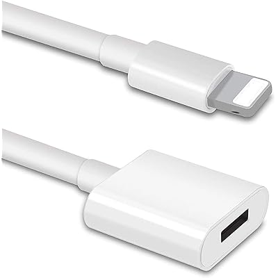 iPhone 充電器延長ケーブル iPhone/iPadと互換性あり エクステンダードックケーブル オス→メス ケーブル 延長アダプター パスビデオ データ オーディオ(6.6FT/2M ホワイト)