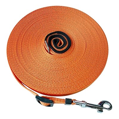 犬用リード ロング 牽引ロープ 長い 小型・中型・大型犬用 訓練・しつけ用 散歩 山登り 水に浮く ナイロン製 丈夫 長さ調節 係留ケーブル (20m, オレンジ)
