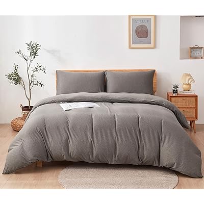 【カチオン生地】Tametra 掛け布団カバー 肌に優しい布団カバー ふとんカバー 毛玉なし 単品売り Tシャツ素材 オールシーズン 吸水速乾 通気性 抗菌防臭加工 丸洗いOK 全開ファスナー ボタン6ヶ所付き (シングル・150X210cm グレー