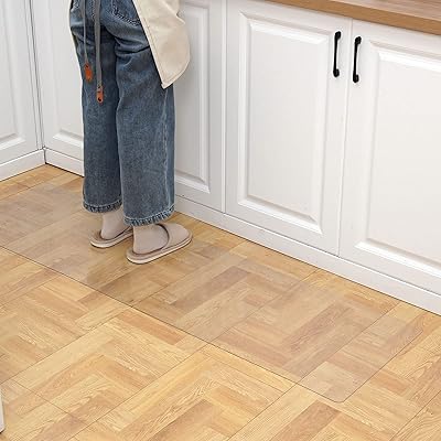 キッチンマット 透明 エンボス加工 240×60cm 台所マット クリア つや消し 厚さ1.5mm 拭ける PVC 床保護マット 無臭 フロアマット 大判 撥水 汚れ防止 床暖房対応 キズ防止 凹み防止 滑り止め お手入れ簡単 (エンボス加工 1.5