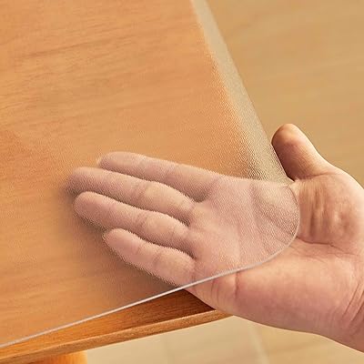 テーブルクロス エンボス加工 透明 50x100cm 厚さ1.5mm PVC製 テーブルマット 長方形 気泡なし デスクマット 矩形 防水 汚れ防止 (エンボス 1.5mm, 50*100cm)